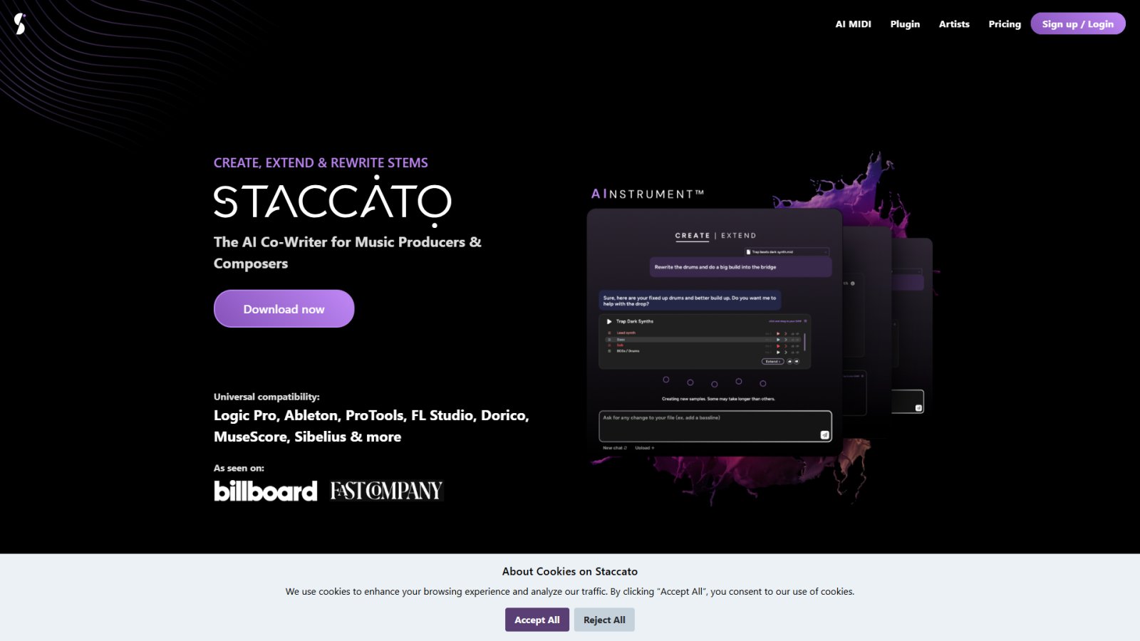 Staccato нейросеть Главная страница