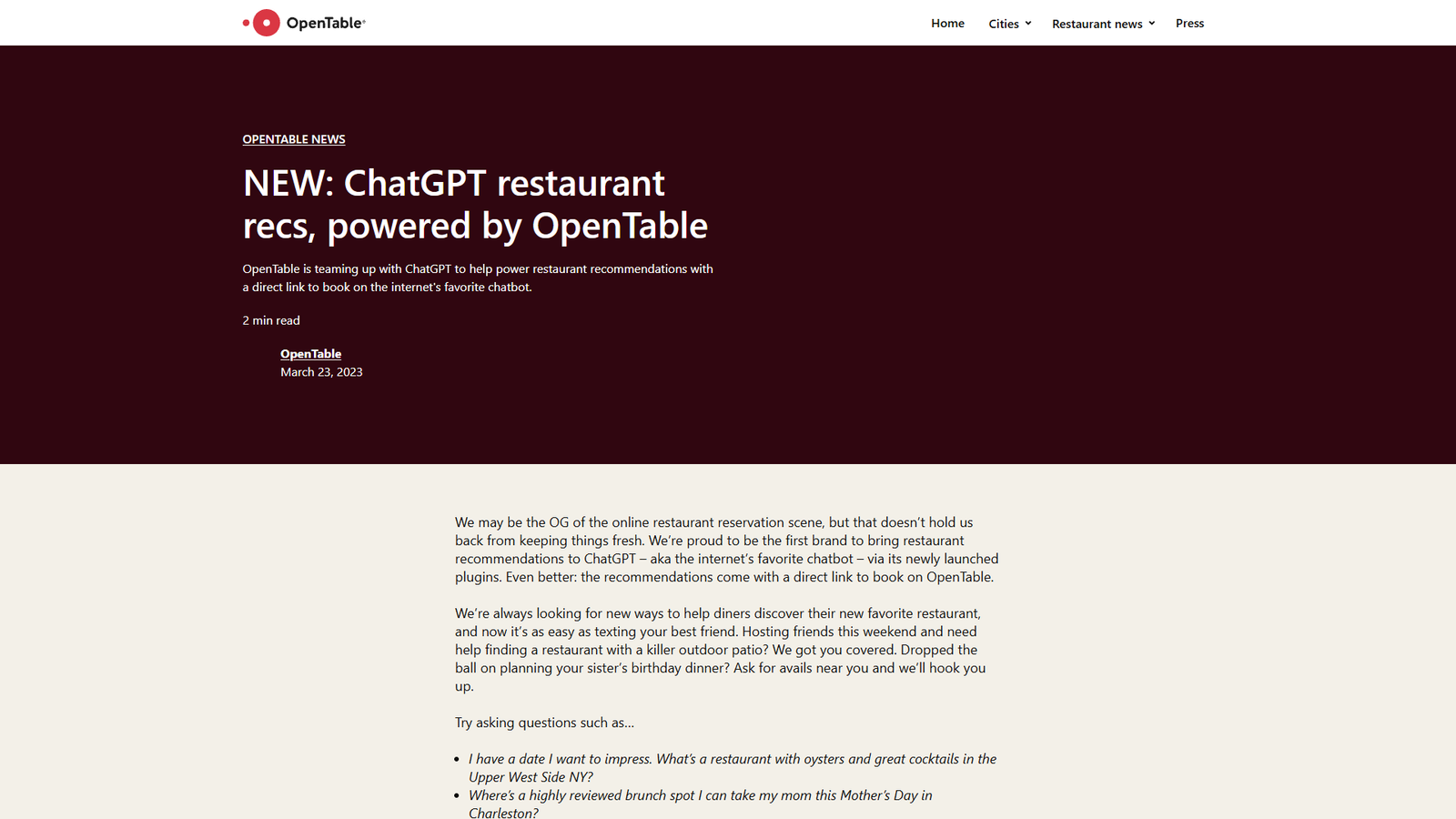 OpenTable для ChatGPT (рекомендации ресторанов) — интерфейс нейросети OpenTable для ChatGPT (рекомендации ресторанов) — интерфейс нейросети