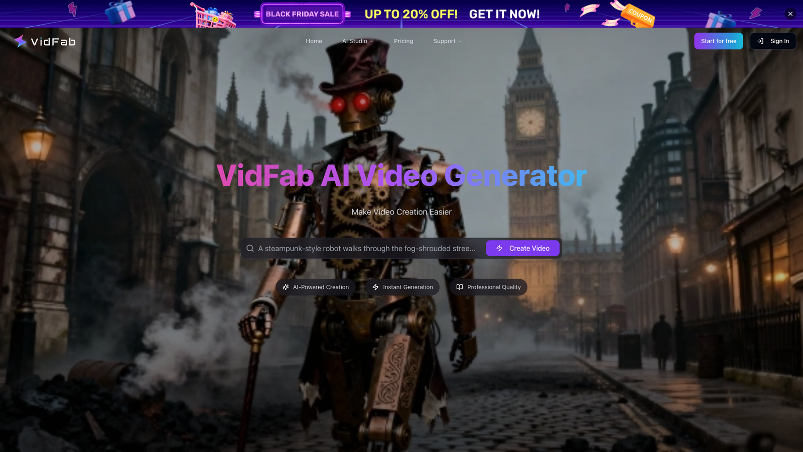 VidFab — интерфейс нейросети VidFab — интерфейс нейросети