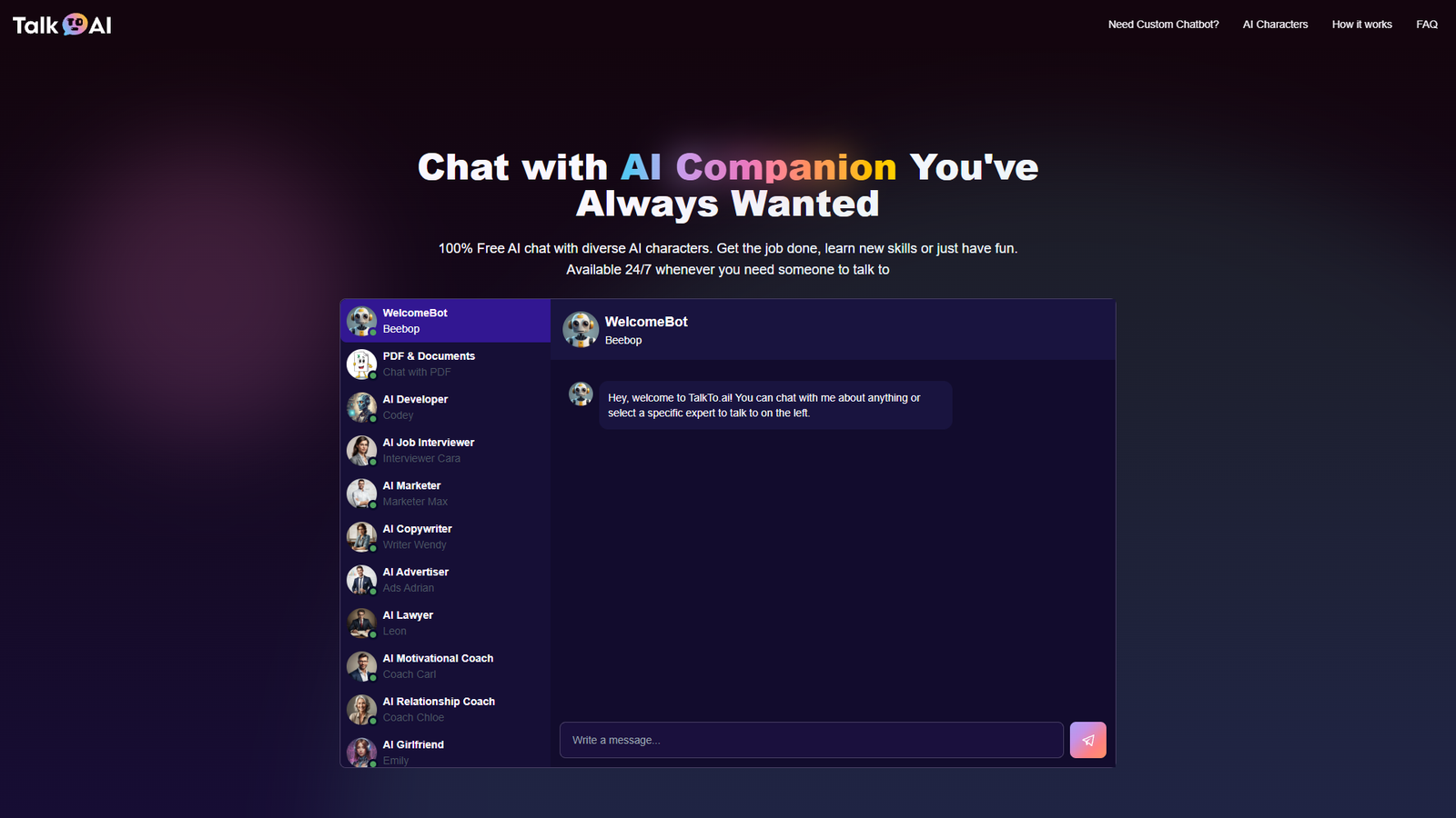 TalkTo AI — интерфейс нейросети TalkTo AI — интерфейс нейросети