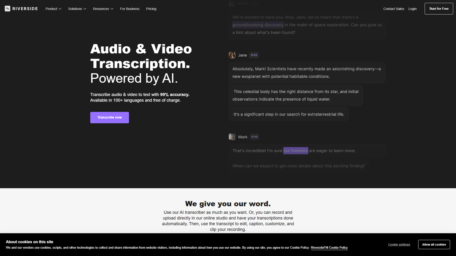 Riverside Transcription — интерфейс нейросети Riverside Transcription — интерфейс нейросети