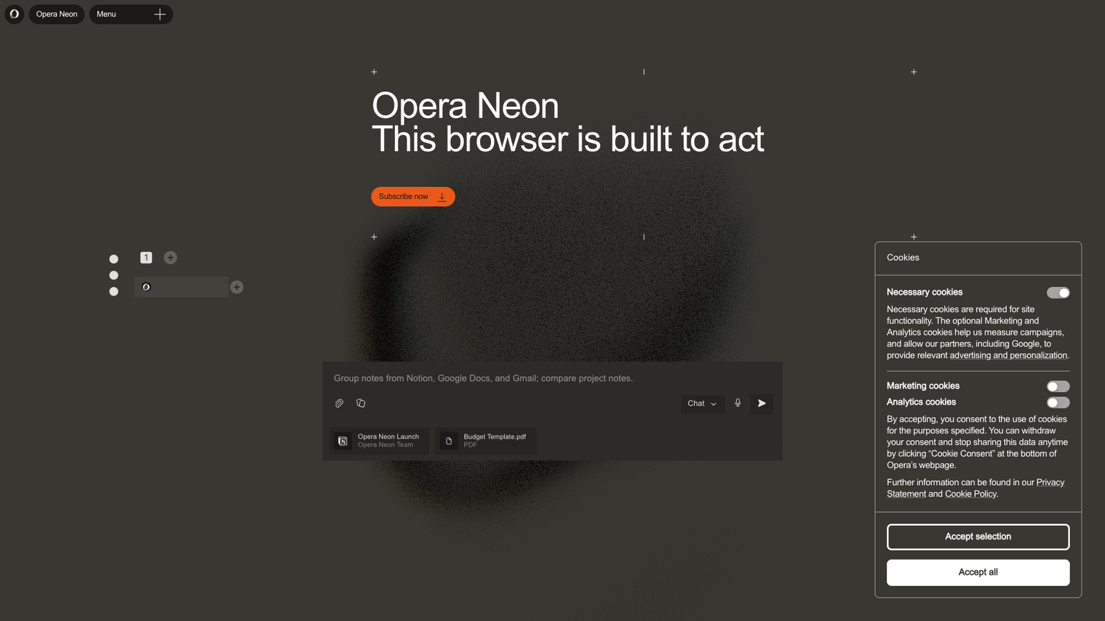 Opera Neon — интерфейс нейросети Opera Neon — интерфейс нейросети