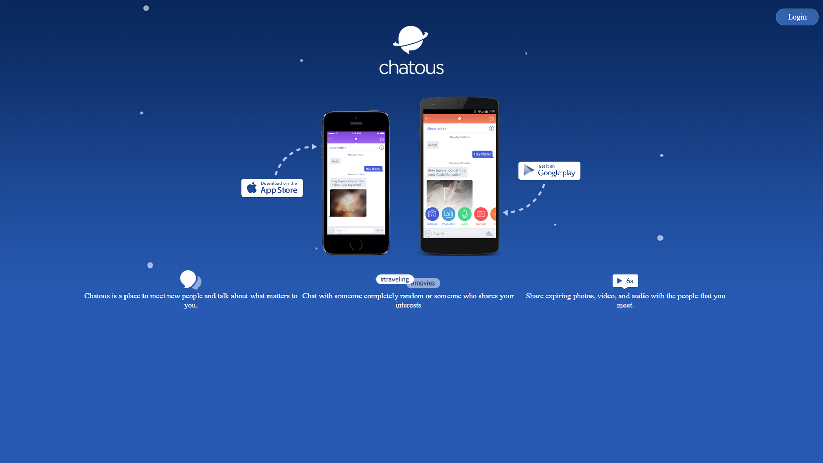Chatous — рандомный текстовый и видео-чат — интерфейс нейросети Chatous — рандомный текстовый и видео-чат — интерфейс нейросети