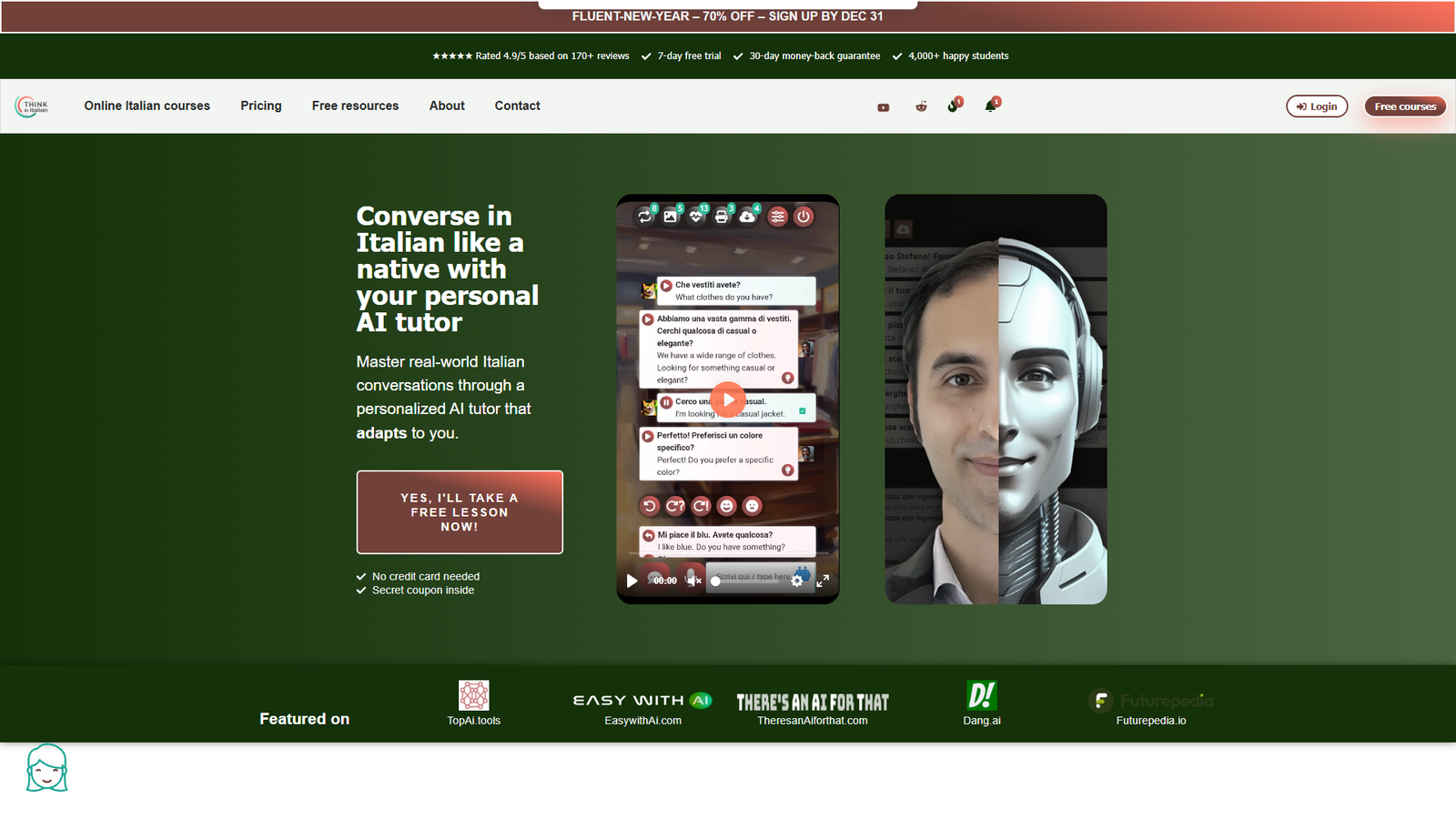 Italian Language AI Tutor — интерфейс нейросети Italian Language AI Tutor — интерфейс нейросети