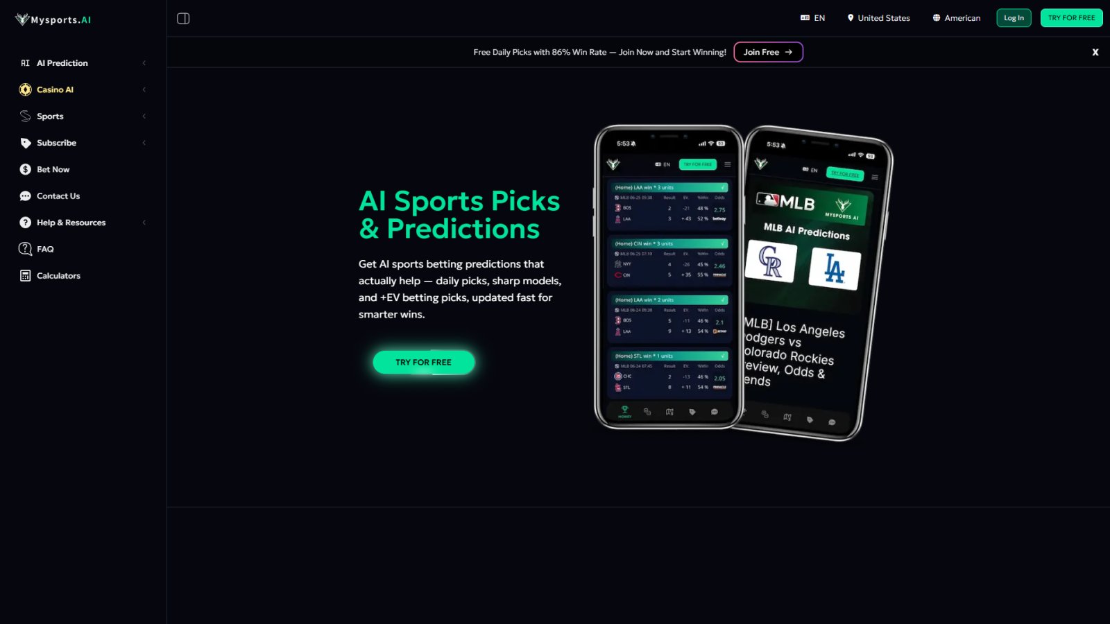 MySports AI нейросеть Главная страница