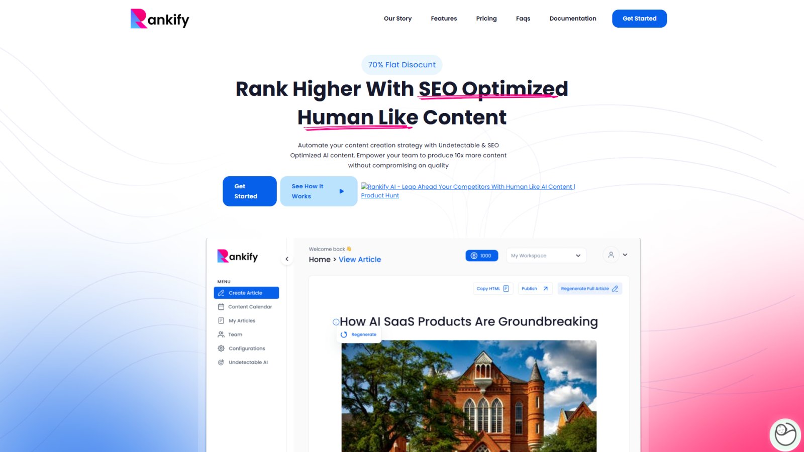 Rankify AI нейросеть Главная страница