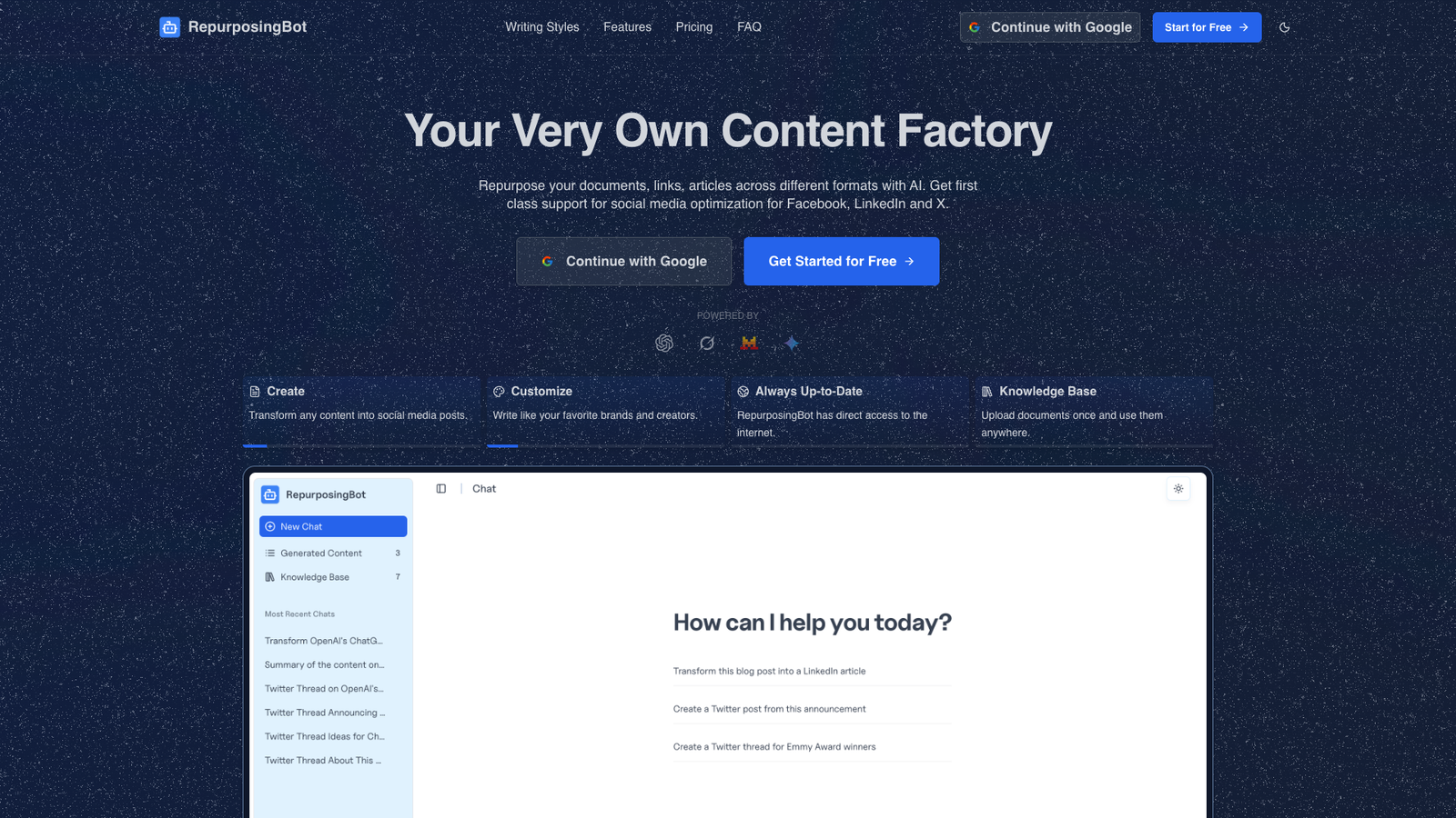 RepurposingBot — интерфейс нейросети RepurposingBot — интерфейс нейросети
