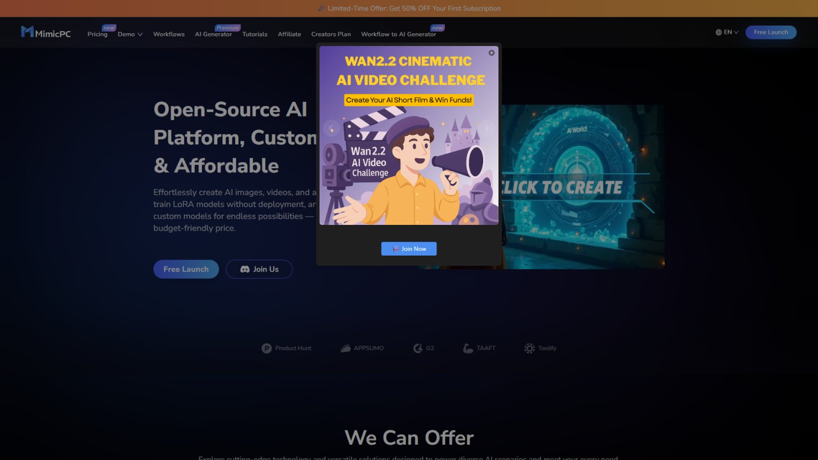MimicPC нейросеть Главная страница