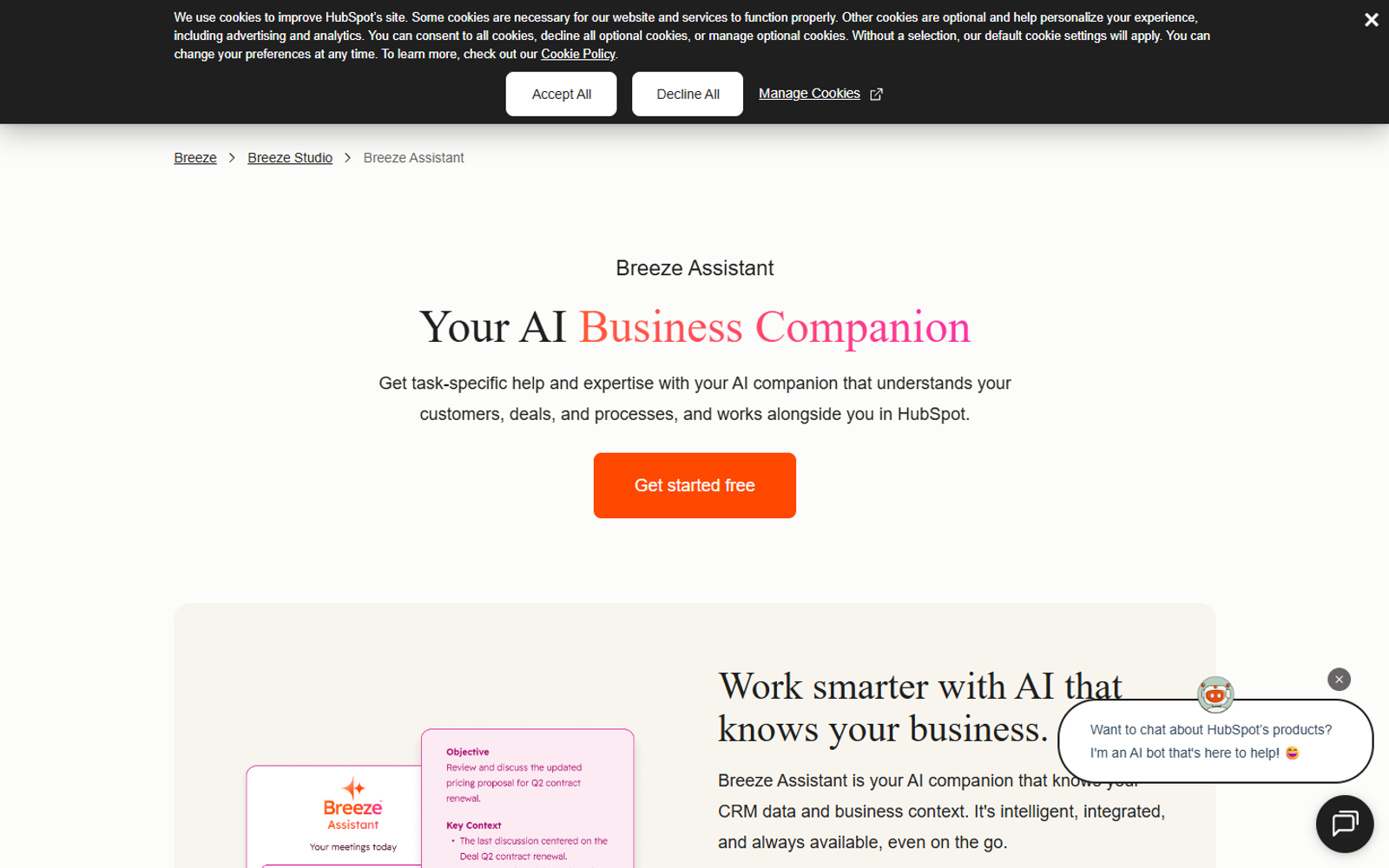 Breeze Assistant (HubSpot ChatSpot) — интерфейс нейросети Breeze Assistant (HubSpot ChatSpot) — интерфейс нейросети