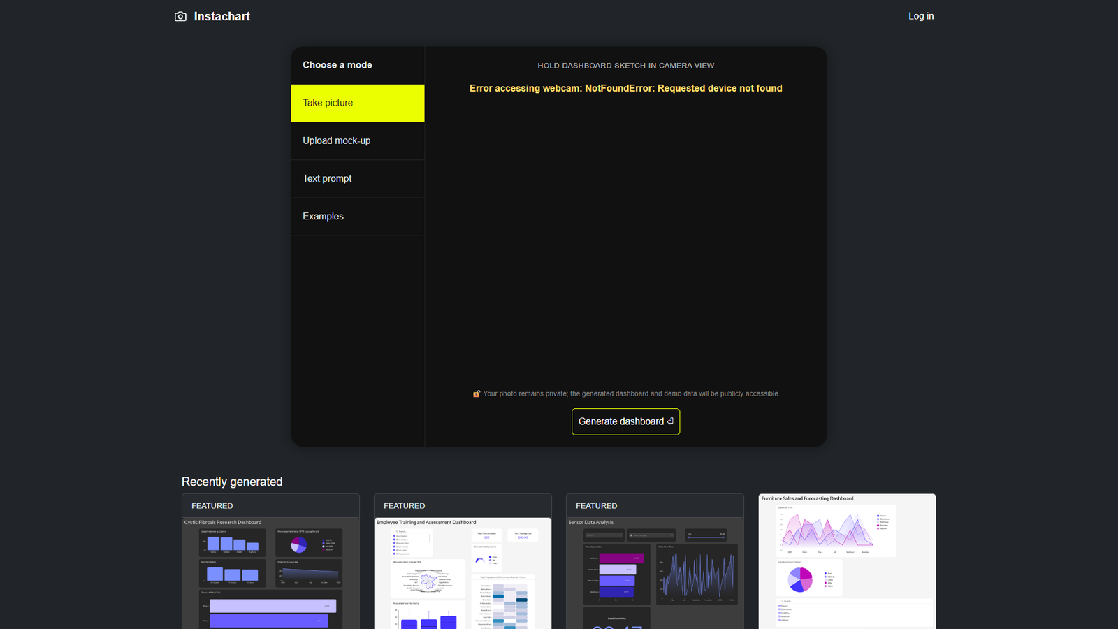 Instachart — интерфейс нейросети Instachart — интерфейс нейросети