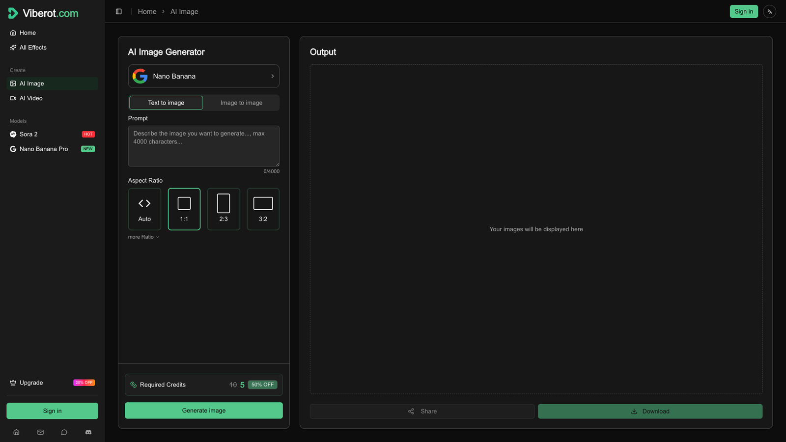 Viberot AI Image Generator — интерфейс нейросети Viberot AI Image Generator — интерфейс нейросети