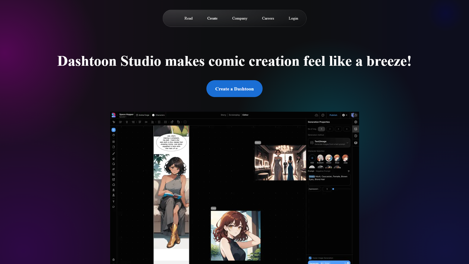 Dashtoon Studio — интерфейс нейросети Dashtoon Studio — интерфейс нейросети