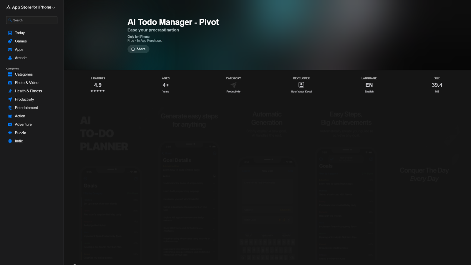 AI Todo Manager - Pivot — интерфейс нейросети AI Todo Manager - Pivot — интерфейс нейросети