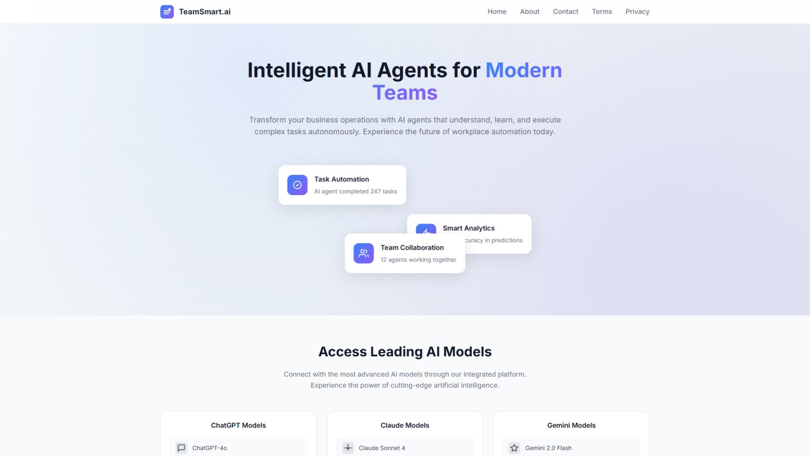 TeamSmart AI нейросеть Главная страница