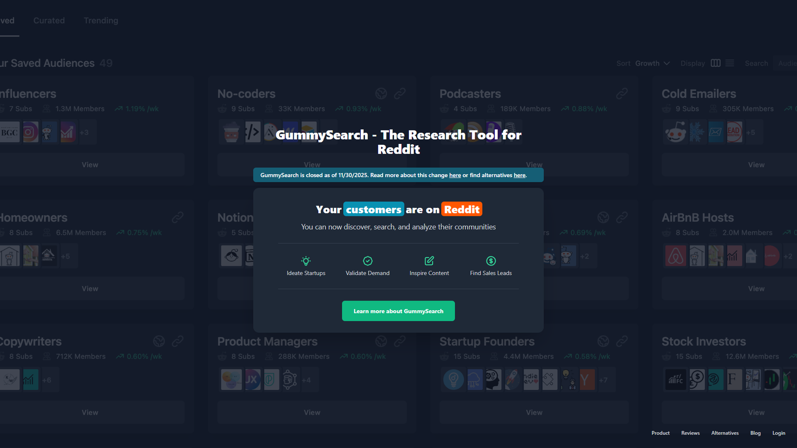 GummySearch for Reddit — интерфейс нейросети GummySearch for Reddit — интерфейс нейросети