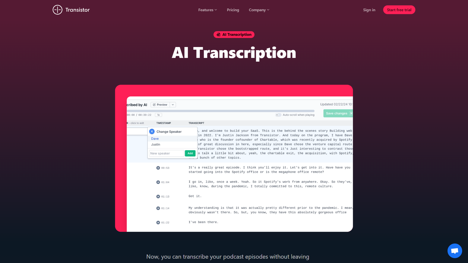 Transistor AI Transcription — интерфейс нейросети Transistor AI Transcription — интерфейс нейросети