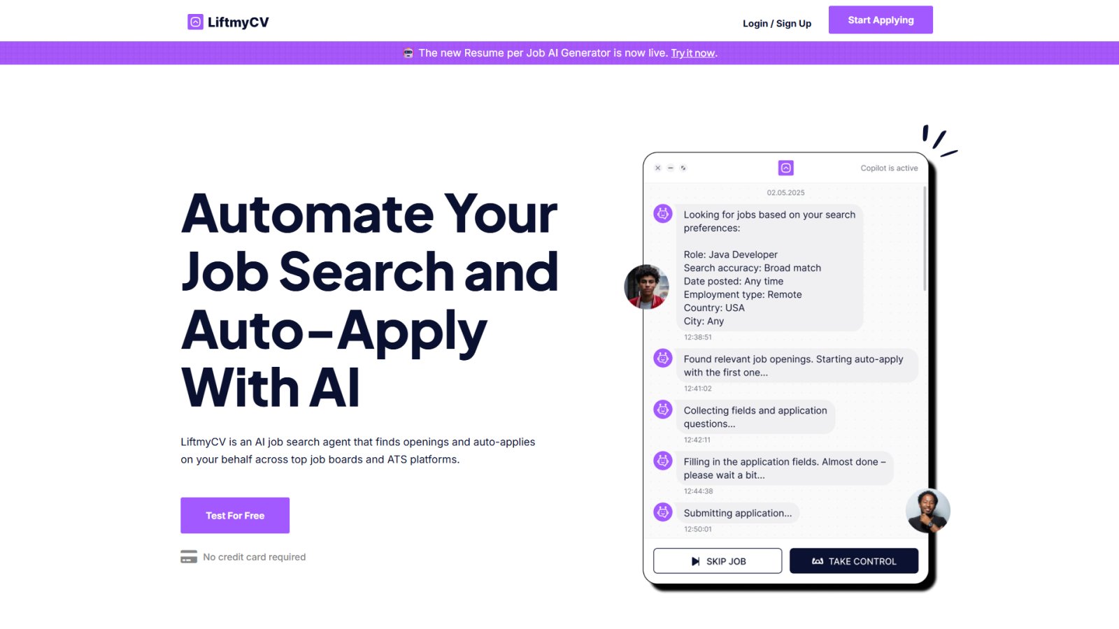 LiftmyCV нейросеть Главная страница