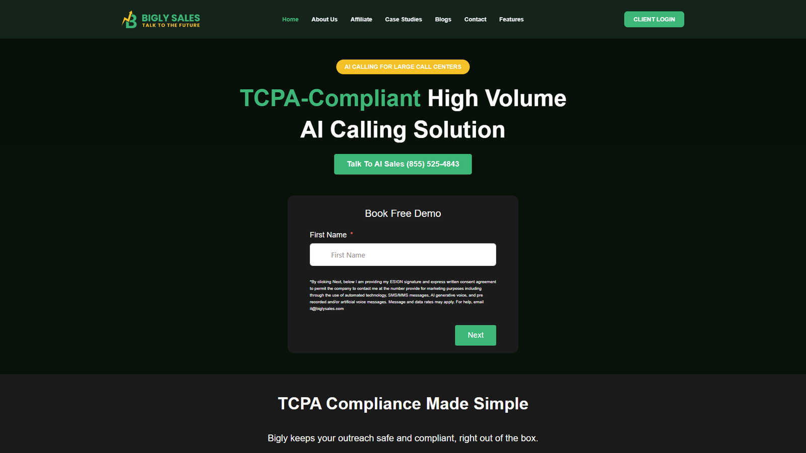 Bigly Sales AI Calling — интерфейс нейросети Bigly Sales AI Calling — интерфейс нейросети