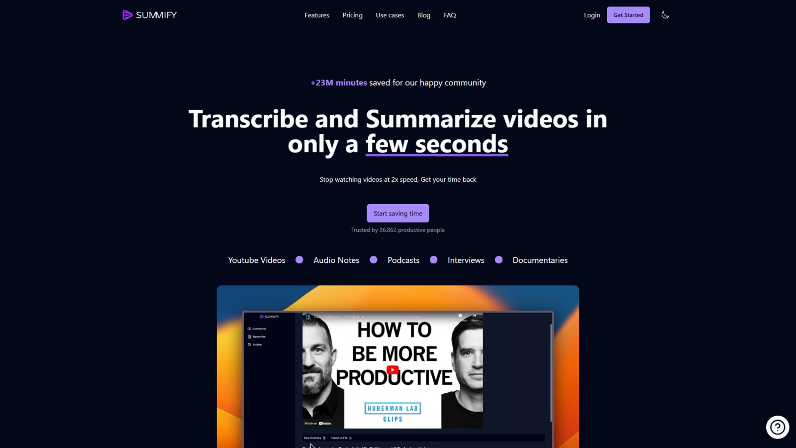 Summify нейросеть Главная страница