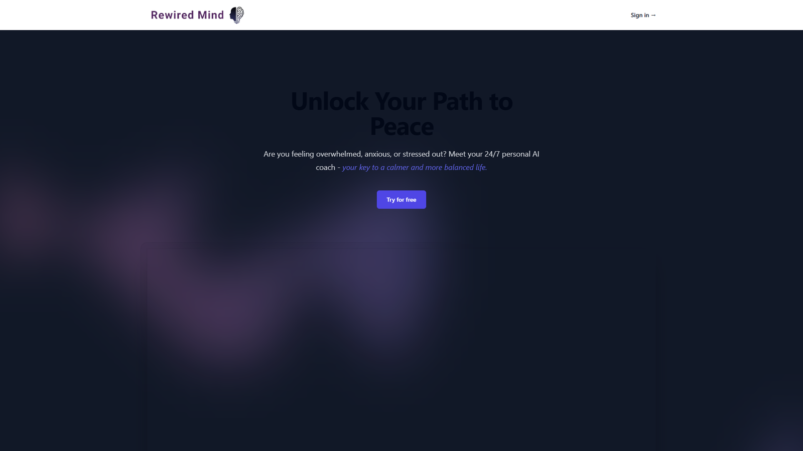 Rewired Mind — AI коуч для спокойствия — интерфейс нейросети Rewired Mind — AI коуч для спокойствия — интерфейс нейросети