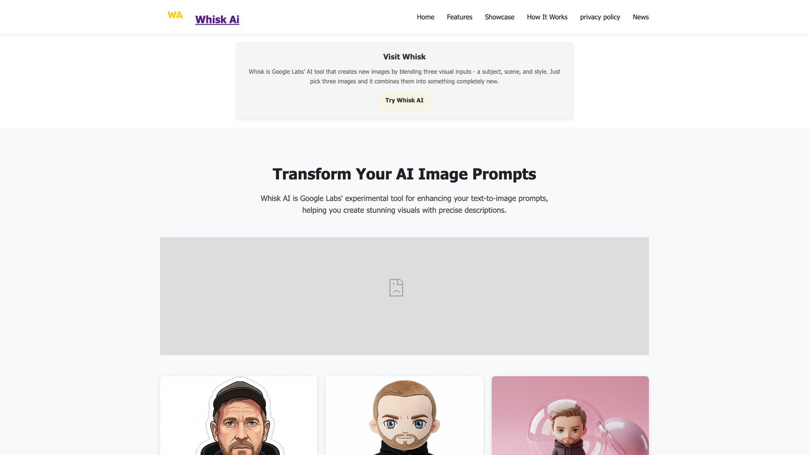 Whisk AI — интерфейс нейросети