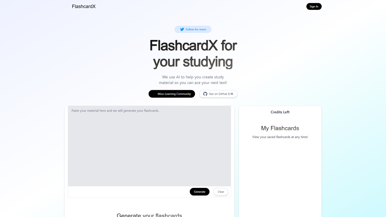 FlashcardX — интерфейс нейросети FlashcardX — интерфейс нейросети