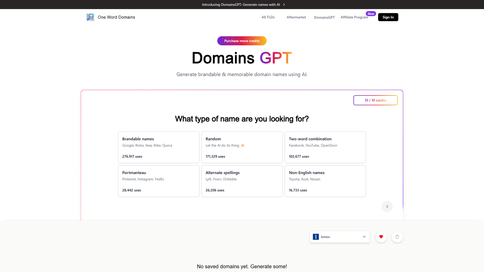 DomainsGPT — интерфейс нейросети DomainsGPT — интерфейс нейросети