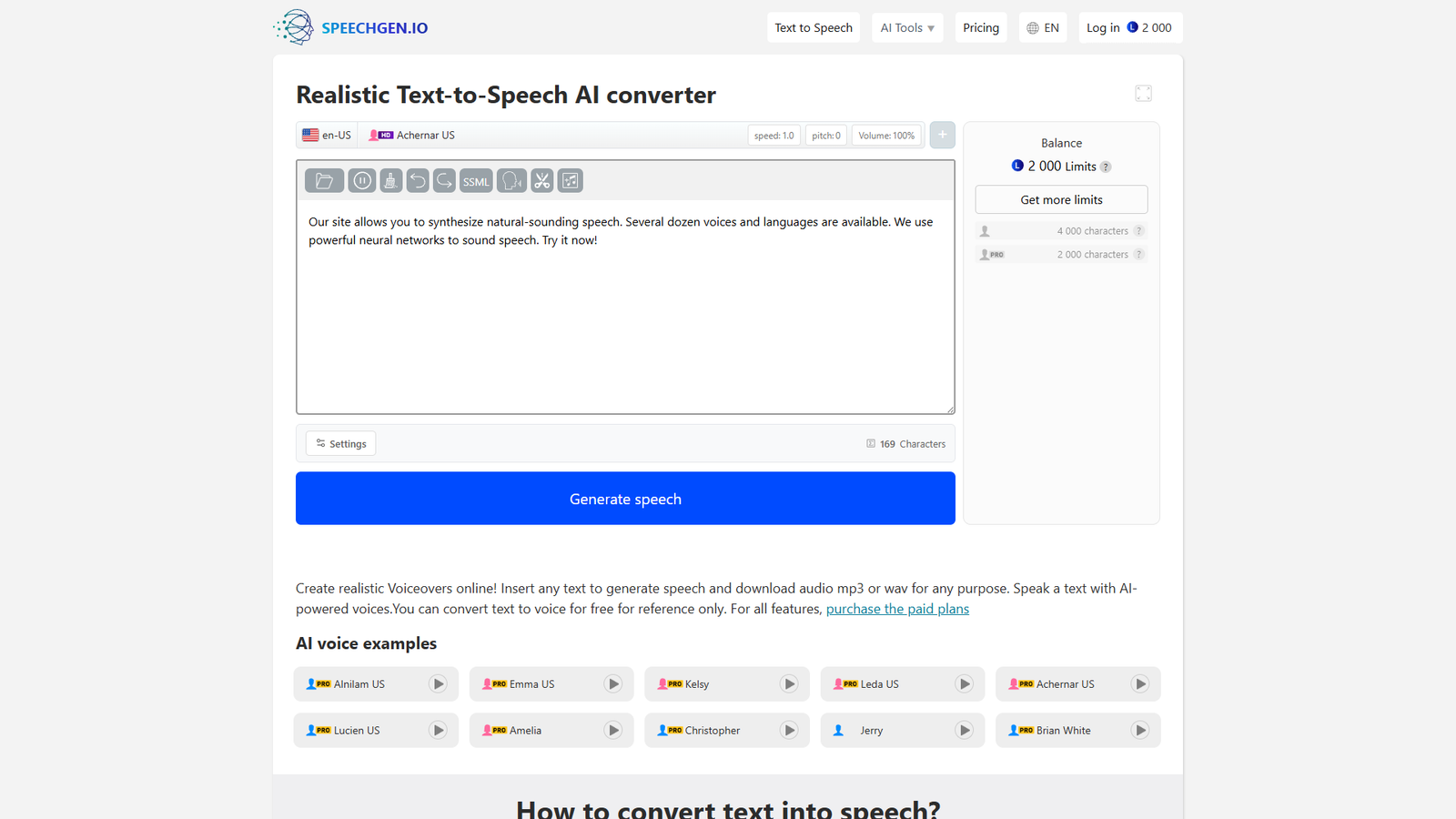 SpeechGen — интерфейс нейросети SpeechGen — интерфейс нейросети
