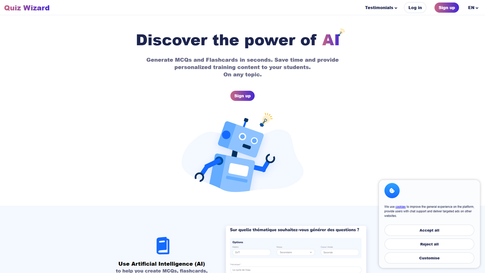 Quiz Wizard — интерфейс нейросети Quiz Wizard — интерфейс нейросети