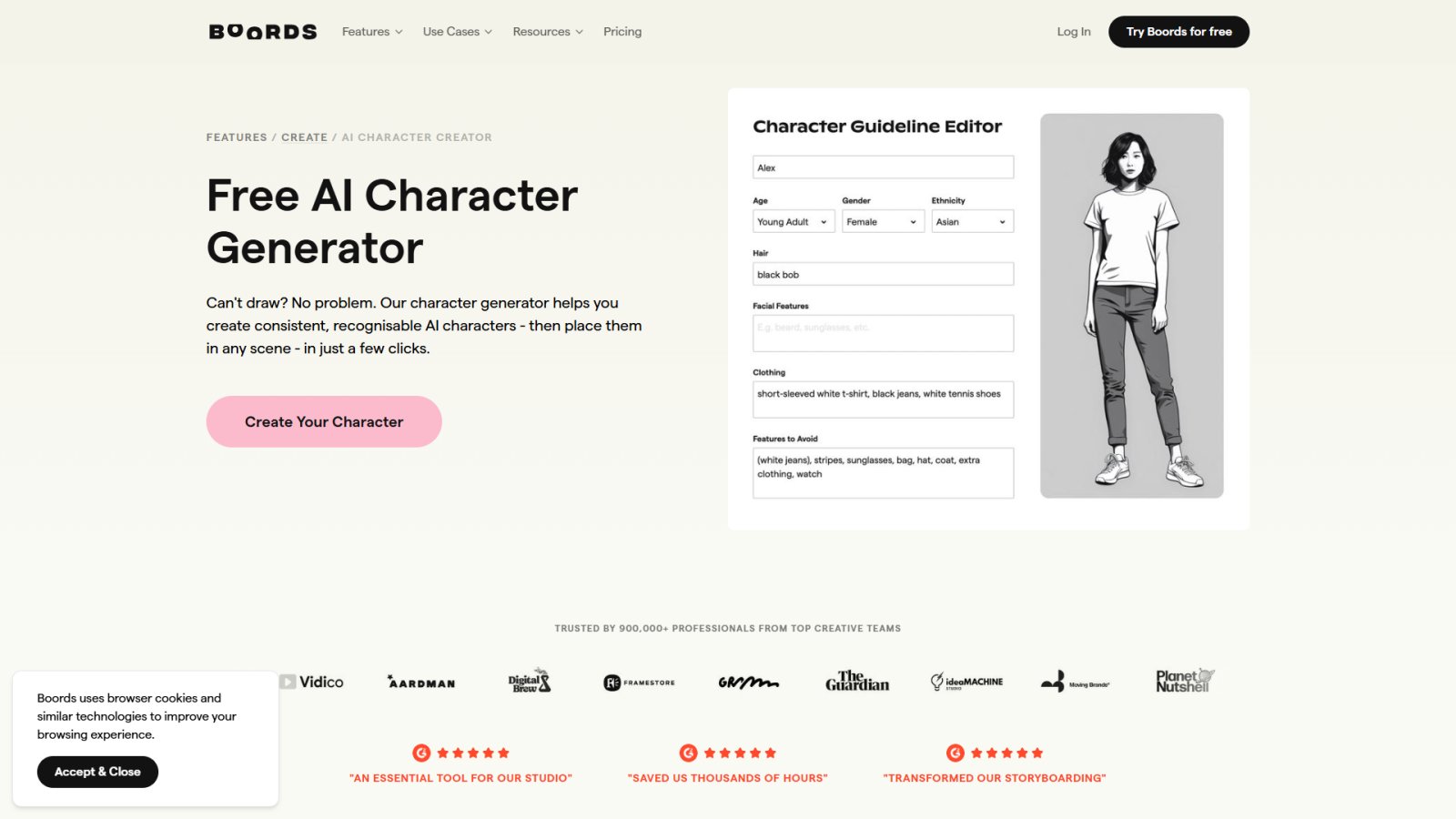 AI Character Generator нейросеть Главная страница