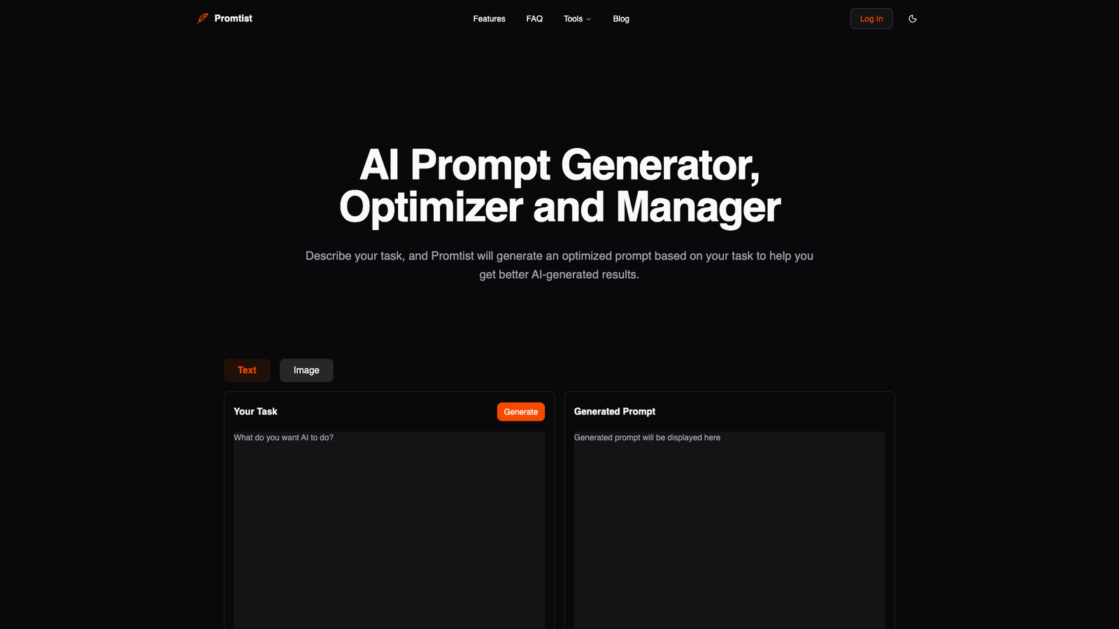 Promtist — интерфейс нейросети Promtist — интерфейс нейросети