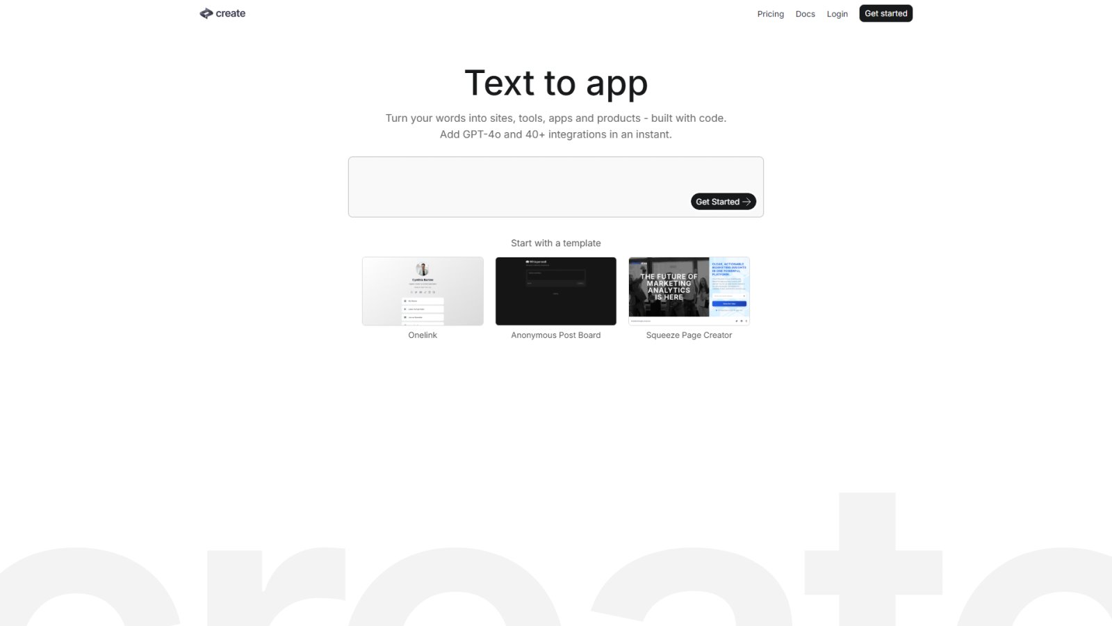 Create нейросеть Главная страница