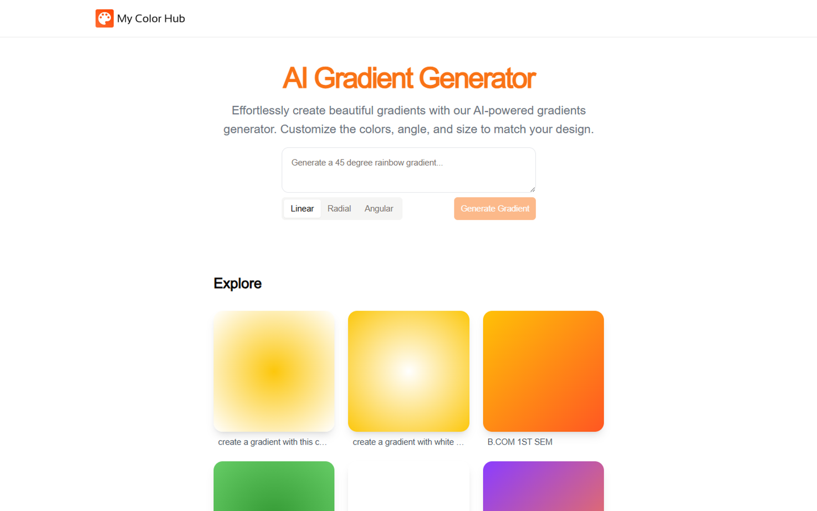 AI Gradient Generator by My Color Hub — интерфейс нейросети AI Gradient Generator by My Color Hub — интерфейс нейросети