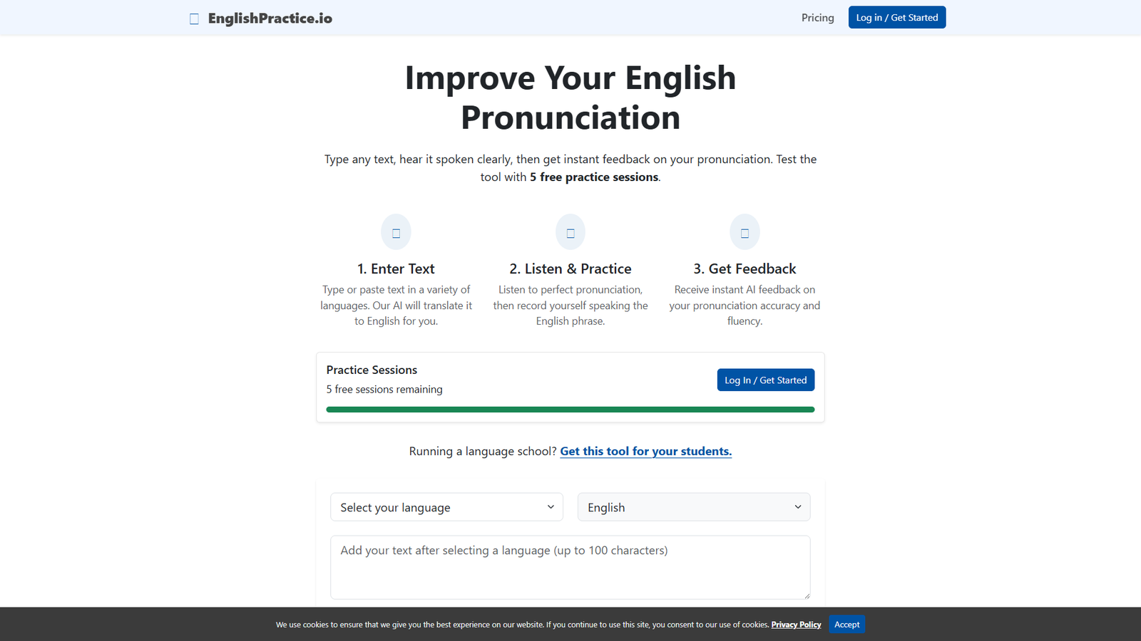 EnglishPractice.io — интерфейс нейросети EnglishPractice.io — интерфейс нейросети