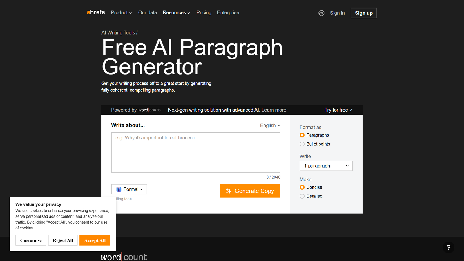 Free AI Paragraph Generator — интерфейс нейросети Free AI Paragraph Generator — интерфейс нейросети