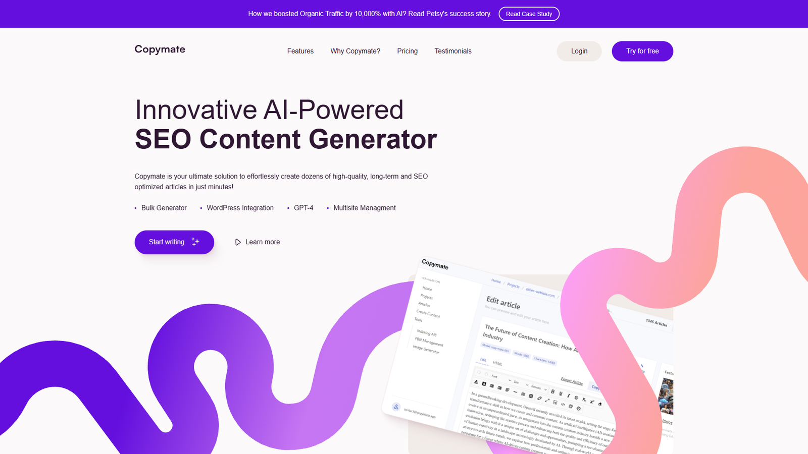 Copymate — AI SEO Content Generator — интерфейс нейросети Copymate — AI SEO Content Generator — интерфейс нейросети