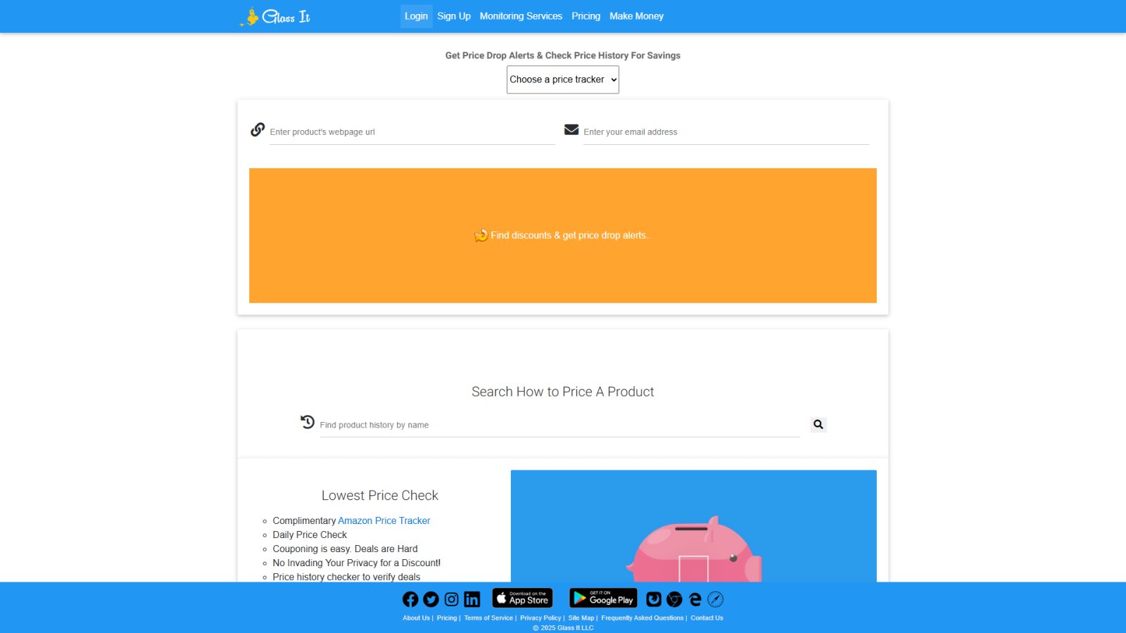 Glass It Price Tracker нейросеть Главная страница