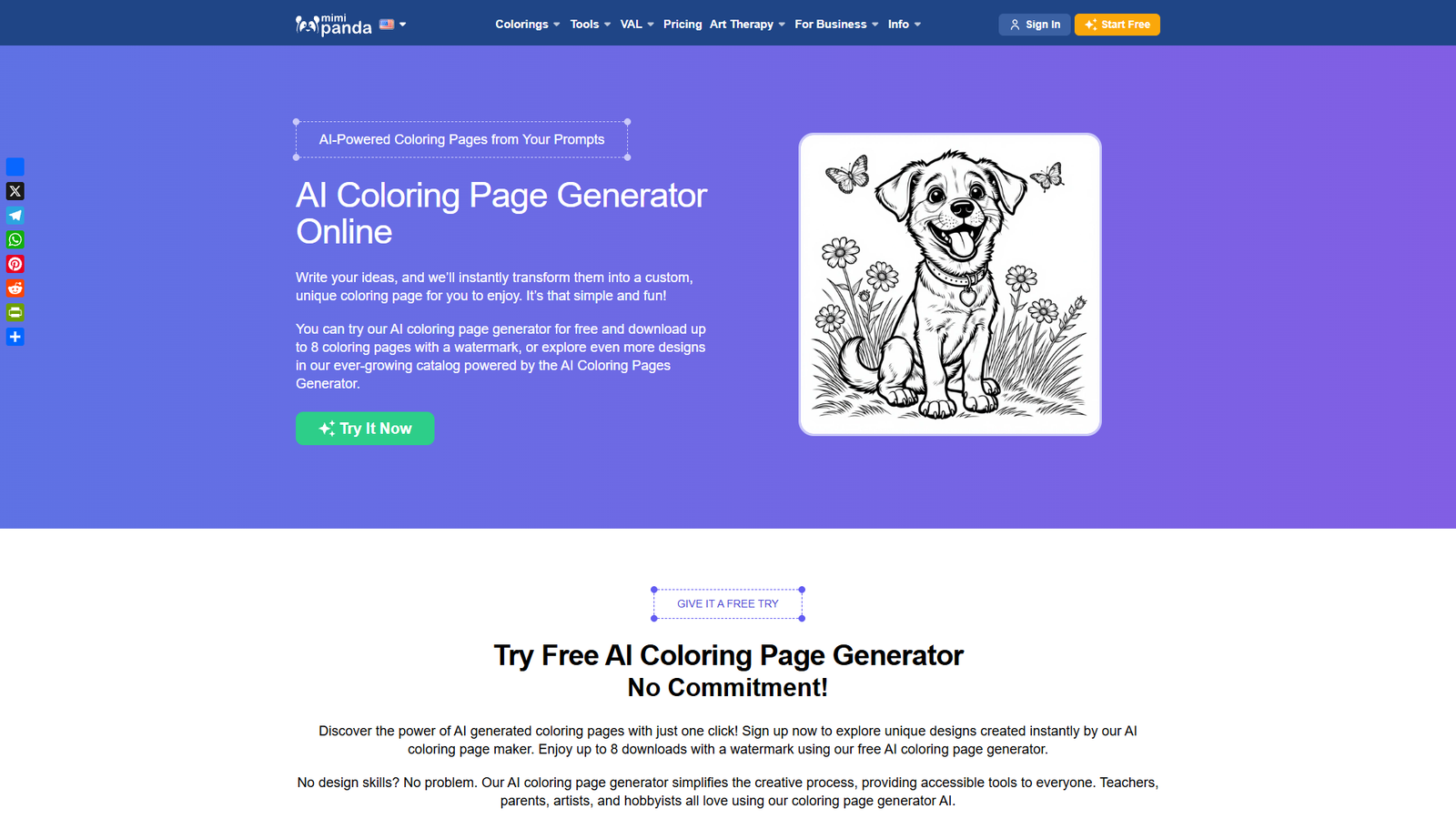 Mimi Panda AI Coloring Page Generator — интерфейс нейросети Mimi Panda AI Coloring Page Generator — интерфейс нейросети