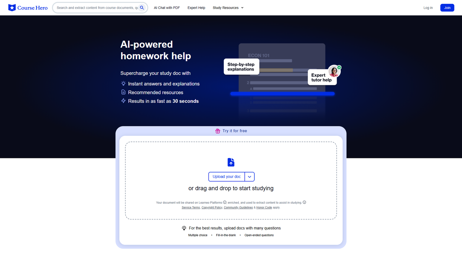 CourseHero AI Homework Help — интерфейс нейросети CourseHero AI Homework Help — интерфейс нейросети