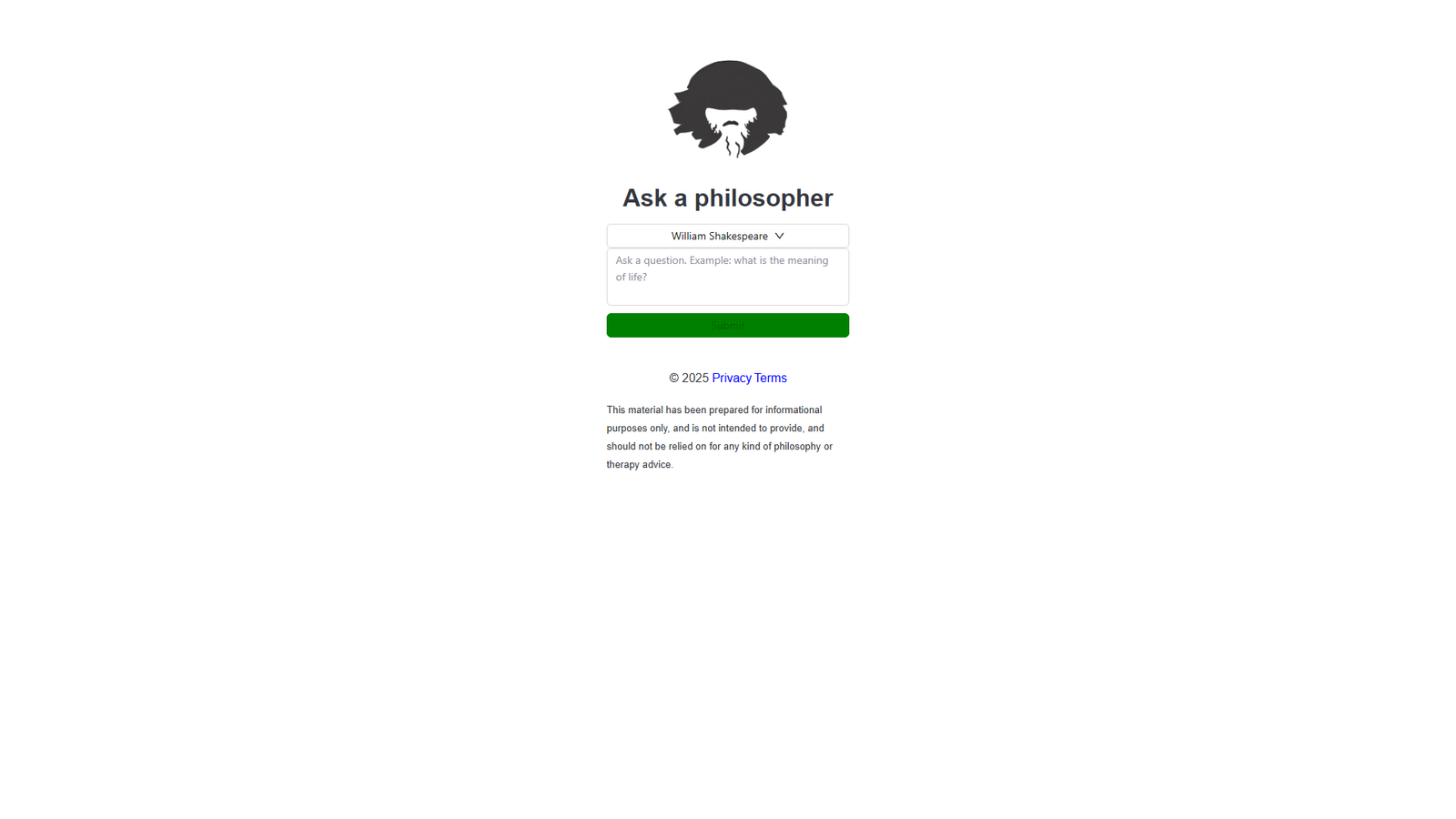 Ask a Philosopher — интерфейс нейросети Ask a Philosopher — интерфейс нейросети