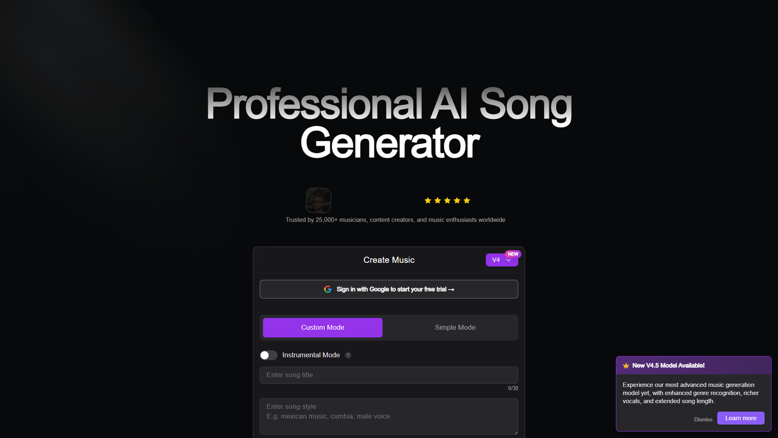 AI Song Generator — интерфейс нейросети AI Song Generator — интерфейс нейросети