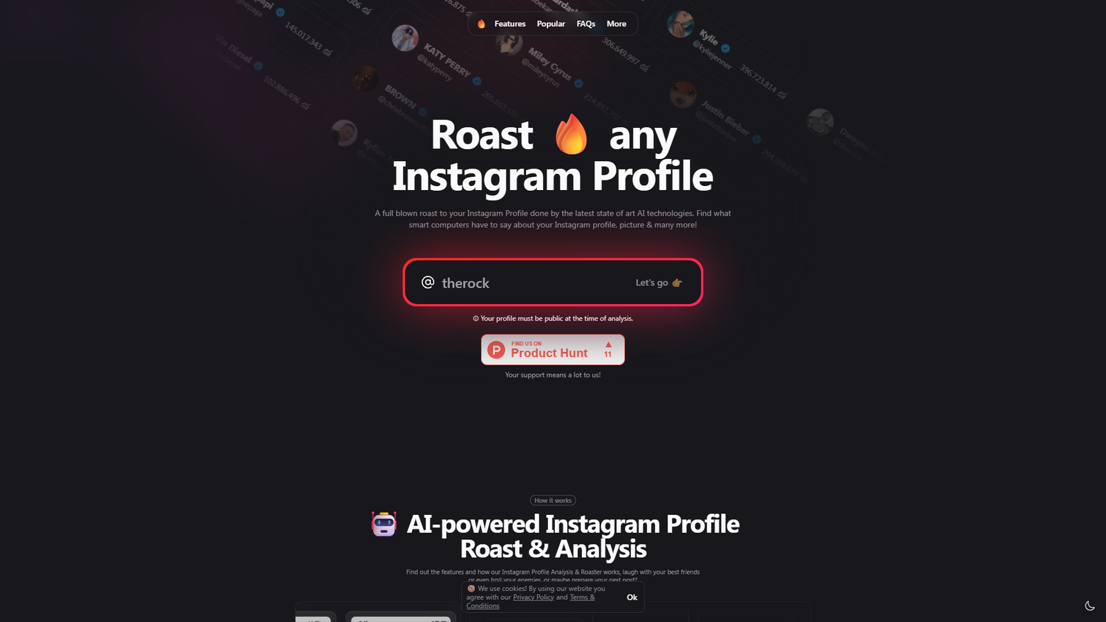 Instagram Profile Roast AI — интерфейс нейросети Instagram Profile Roast AI — интерфейс нейросети