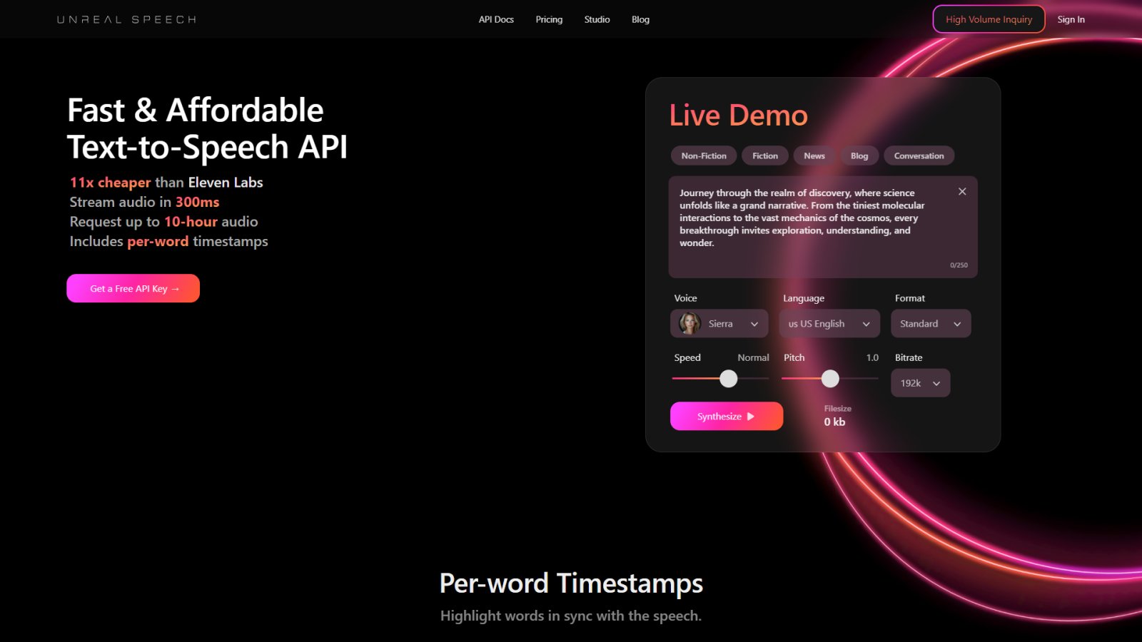 Unreal Speech нейросеть Главная страница Unreal Speech нейросеть Главная страница