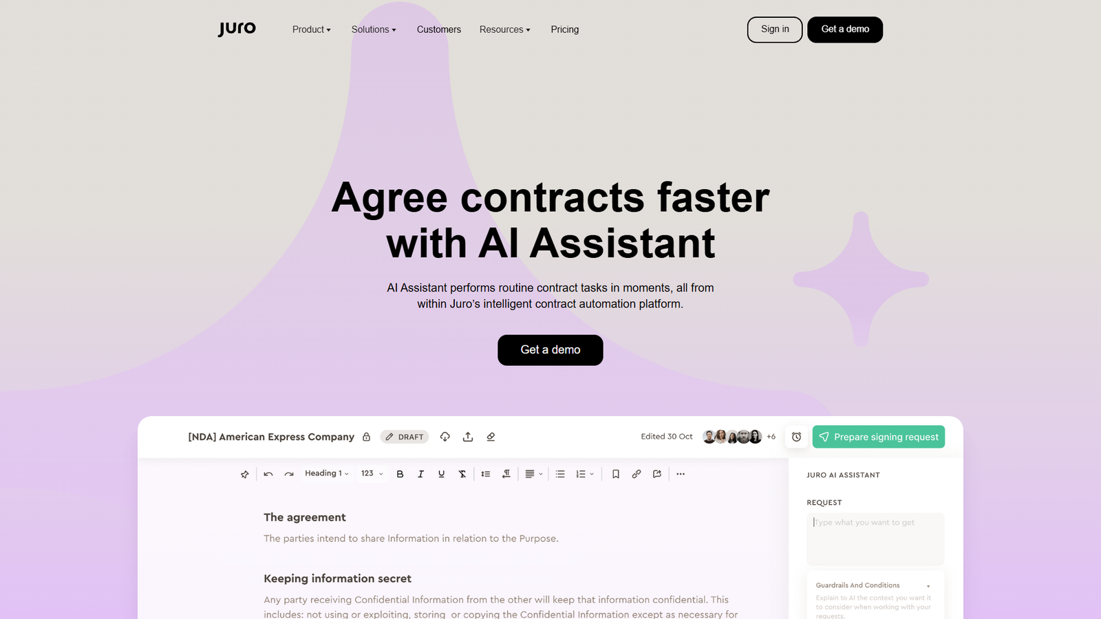 Juro Legal AI Assistant — интерфейс нейросети Juro Legal AI Assistant — интерфейс нейросети