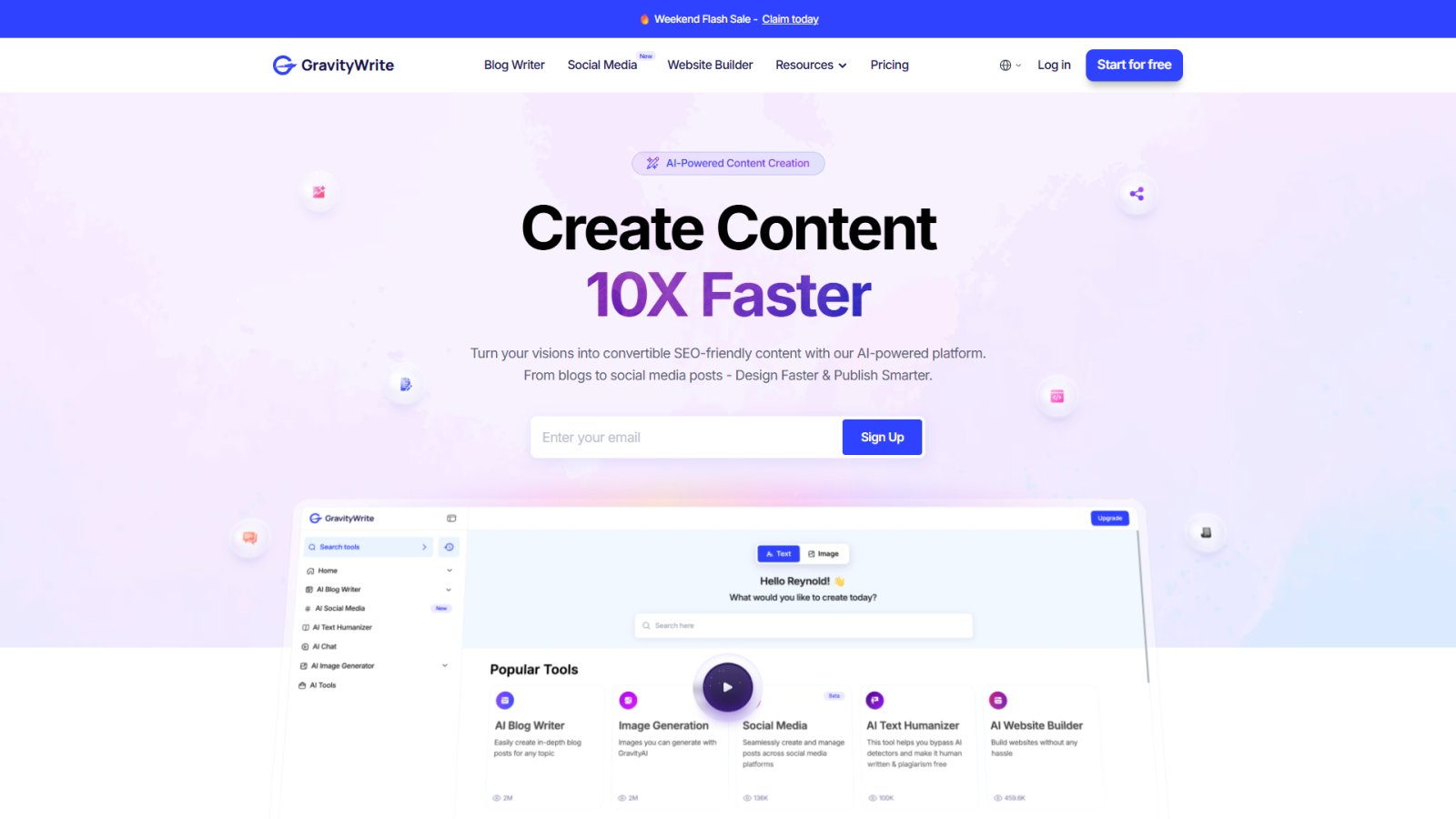 GravityWrite нейросеть Главная страница
