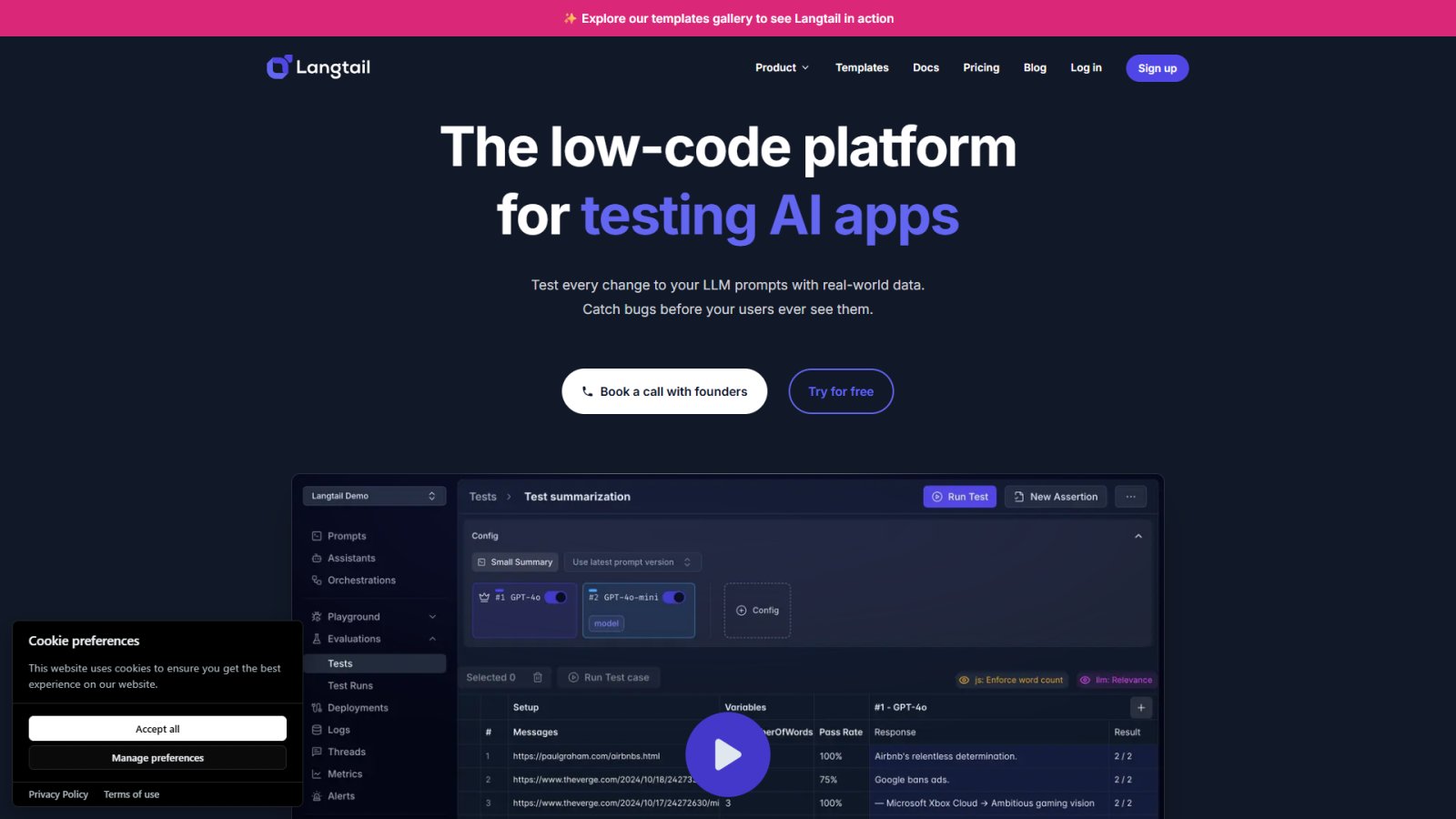 Langtail нейросеть Главная страница Langtail нейросеть Главная страница