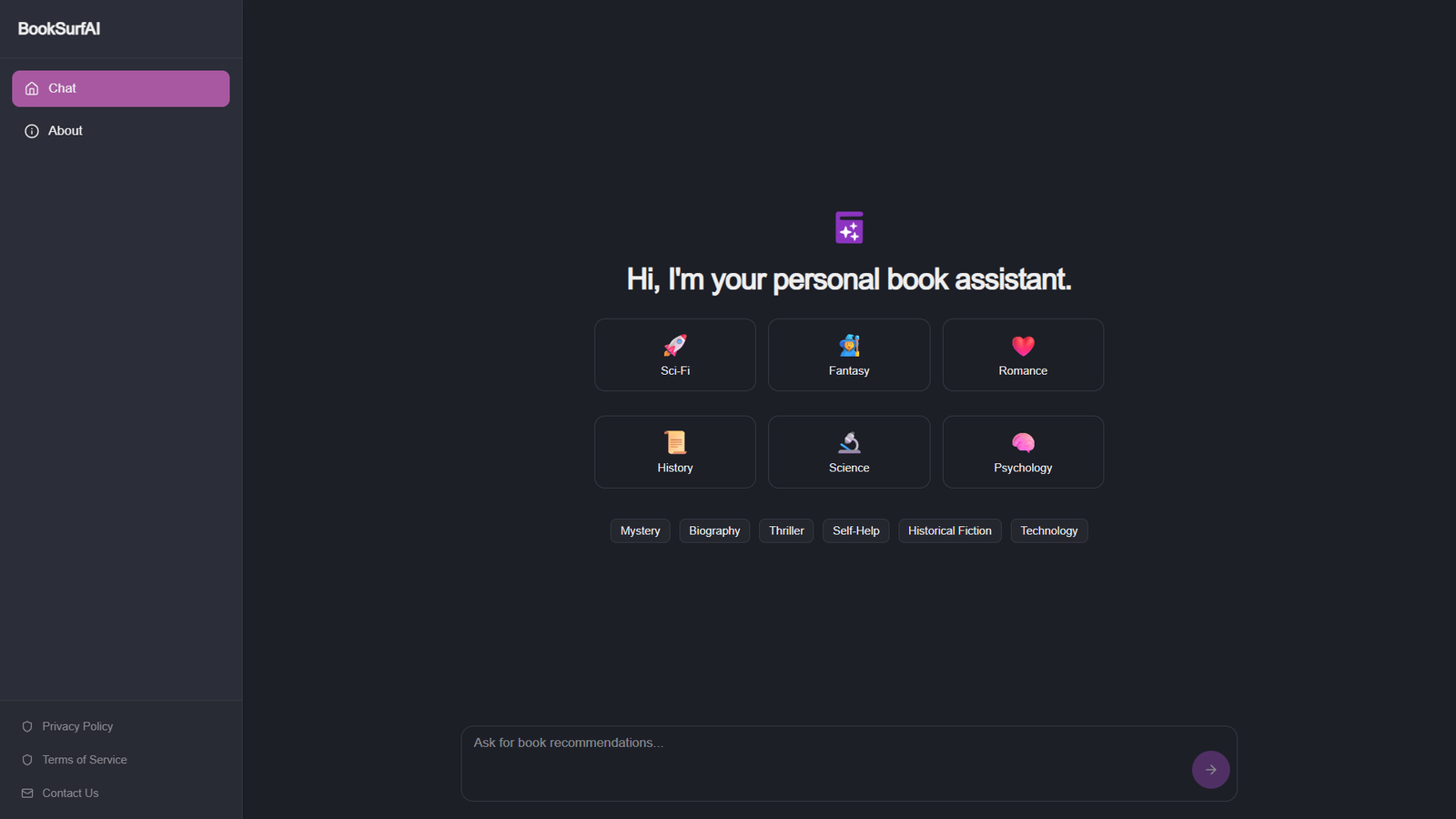 BookSurfAI — интерфейс нейросети BookSurfAI — интерфейс нейросети