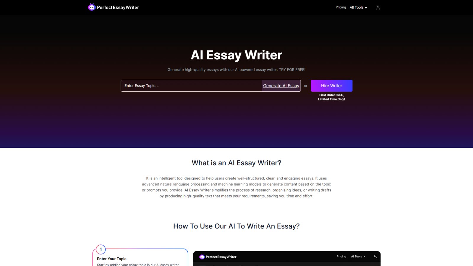 PerfectEssayWriter нейросеть Главная страница