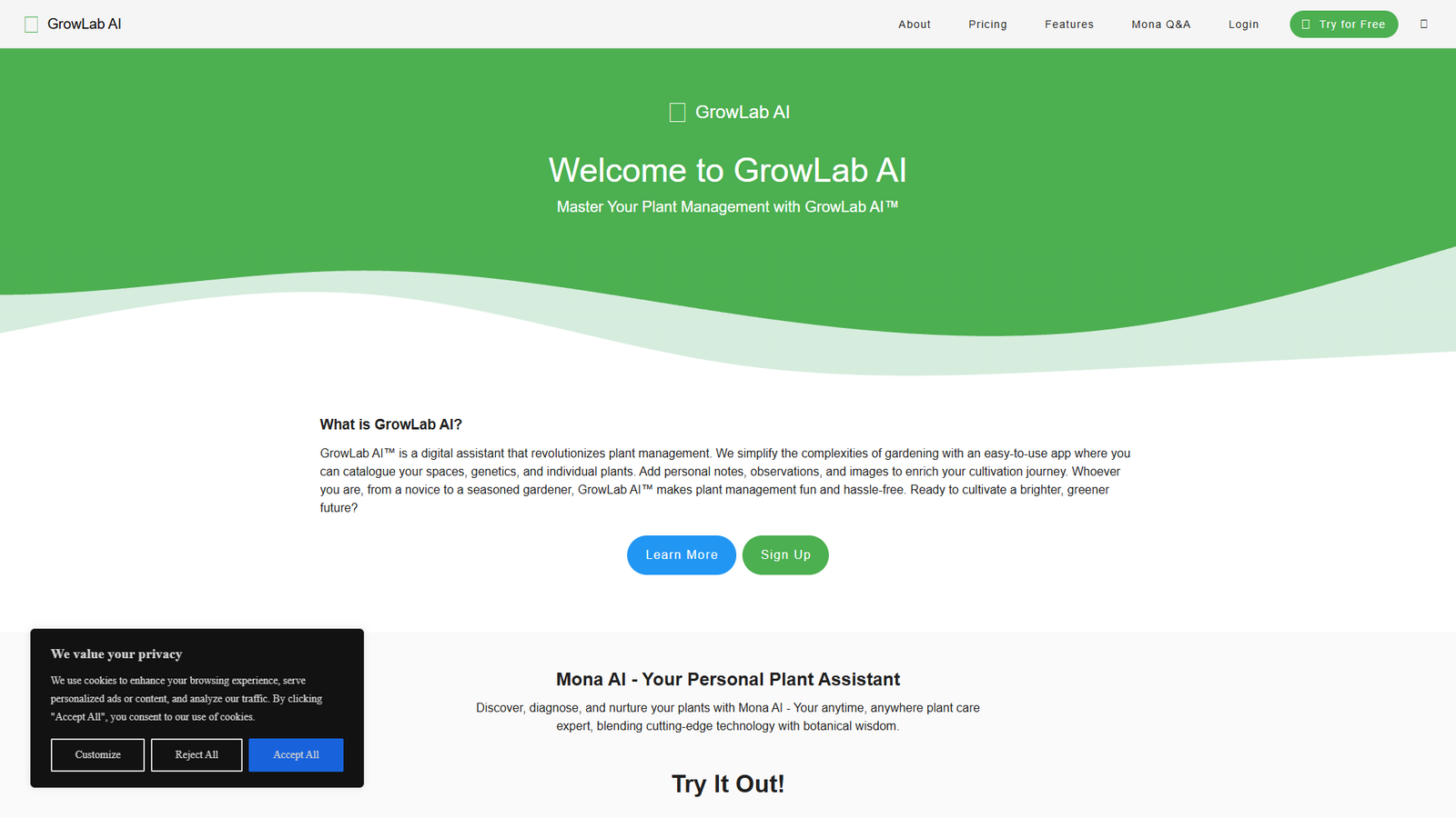 GrowLab AI — интерфейс нейросети GrowLab AI — интерфейс нейросети