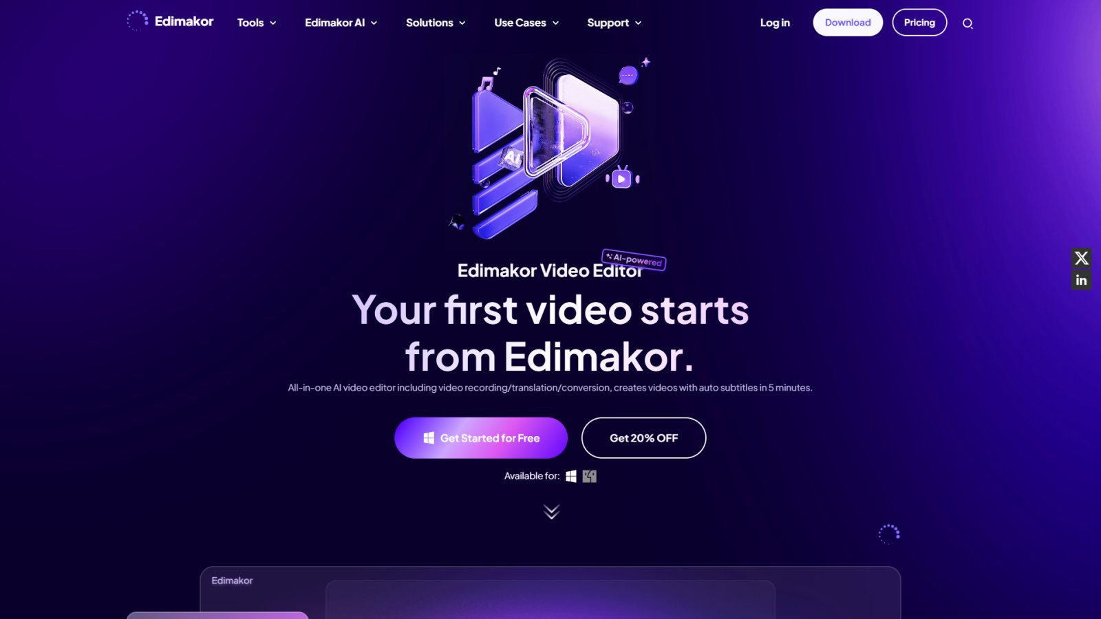 HitPaw Edimakor нейросеть Главная страница
